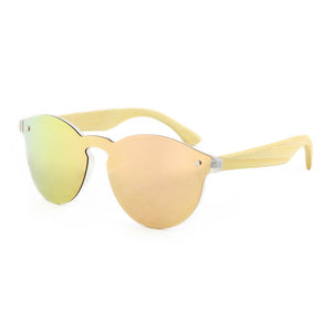 Leah - Rimless Full Front Mirror Bamboo Sunglasses