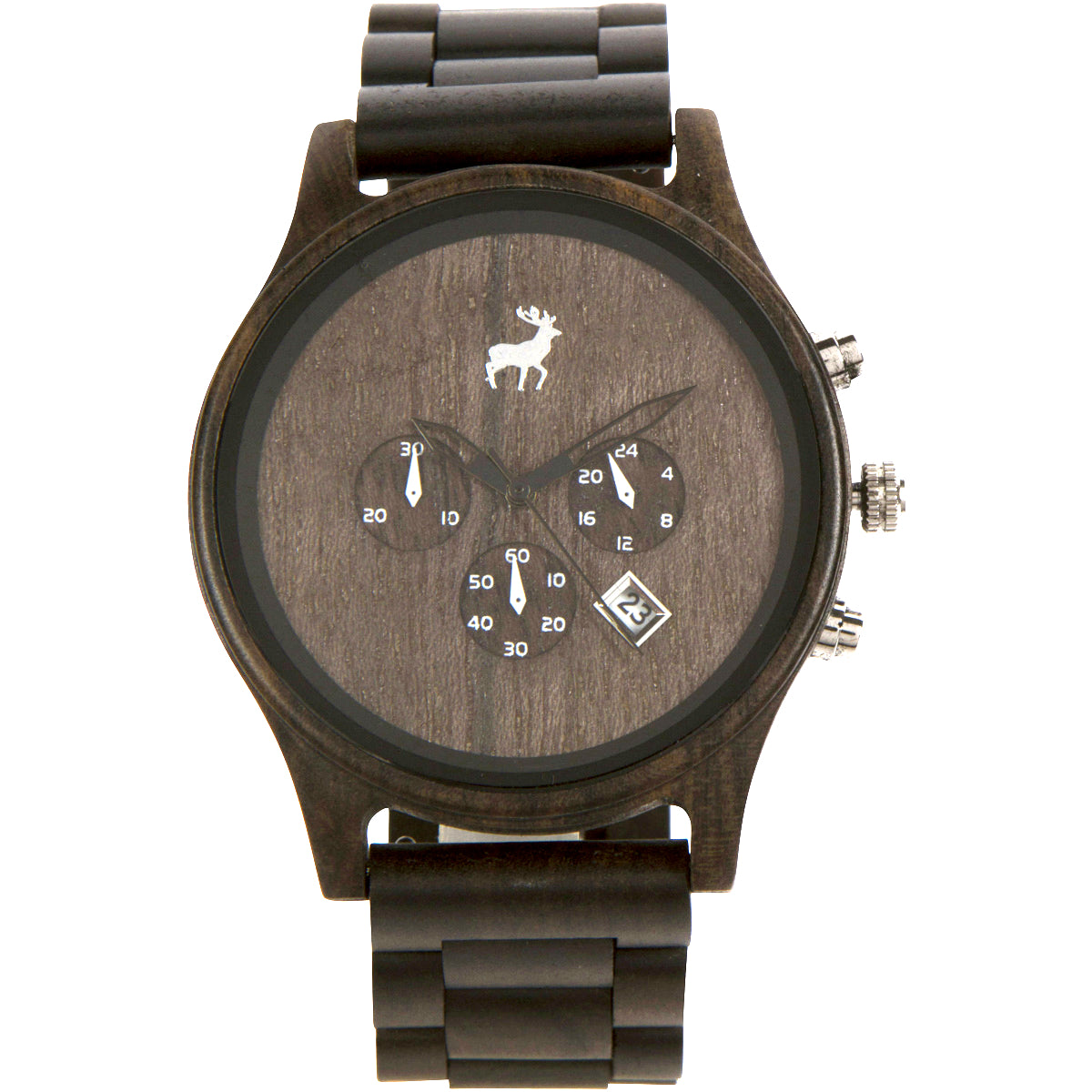 Chrono Minimalist Wood Watch Dark RawWood Shades - Main Image