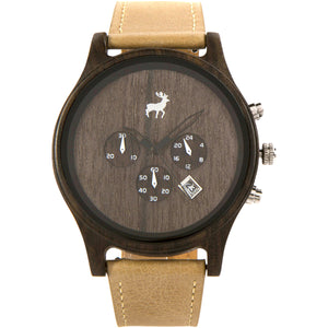 Chrono Minimalist Wood Watch - Dark