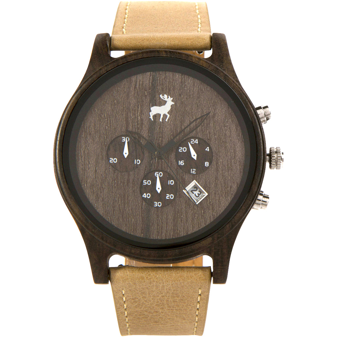 Chrono Minimalist Wood Watch - Dark